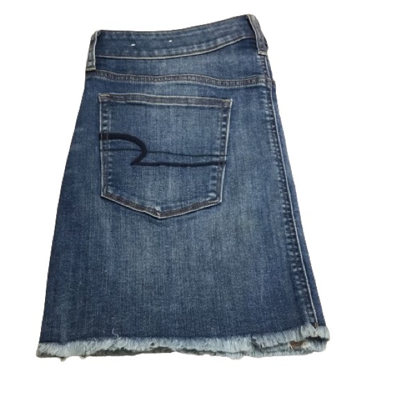 American Eagle Outfitters Denim Skirt Super Stretch X Frayed Hem Size 12 - Picture 3 of 6